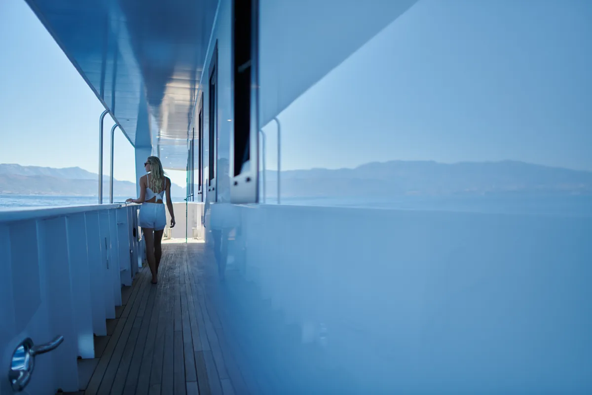 Deck of Lupus Mare, a Custom Made Lupus Mare motorboat at Split, Croatia