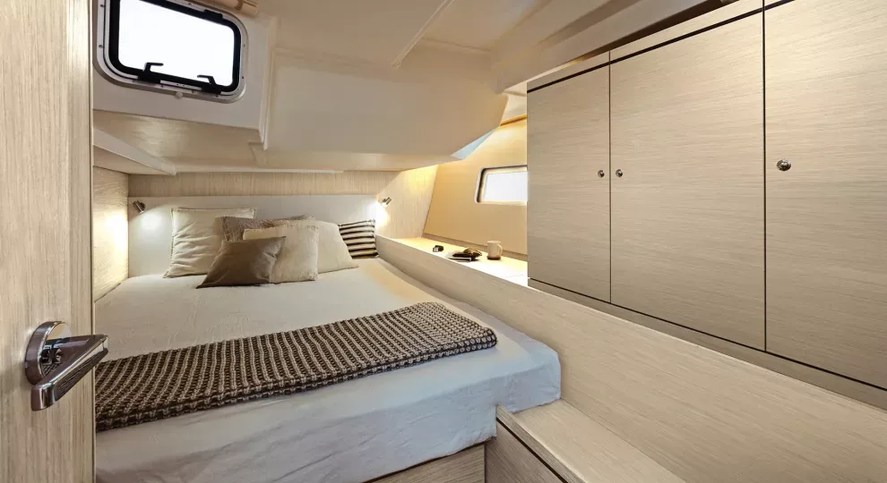 Cabin on Barracuda (Refit 2026 - A/C - Generator - Electric Heads - 12 Pax), a Beneteau Oceanis 51.1 sailboat at Kontokali,…