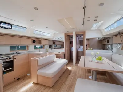 Galley of Barracuda (Refit 2026 - A/C - Generator - Electric Heads - 12 Pax), a Beneteau Oceanis 51.1 sailboat at Kontokali,…