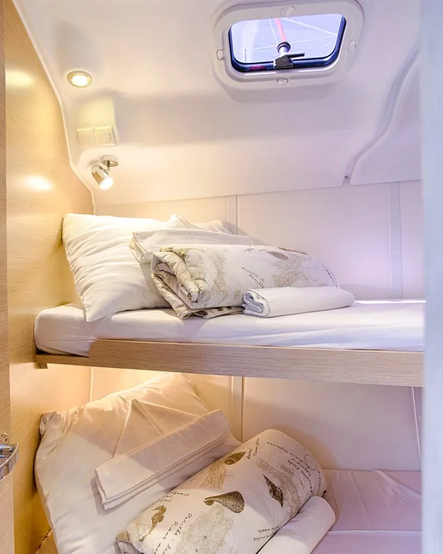 Cabin on Lion, a Elan Impression 45 sailboat at Split, Croatia