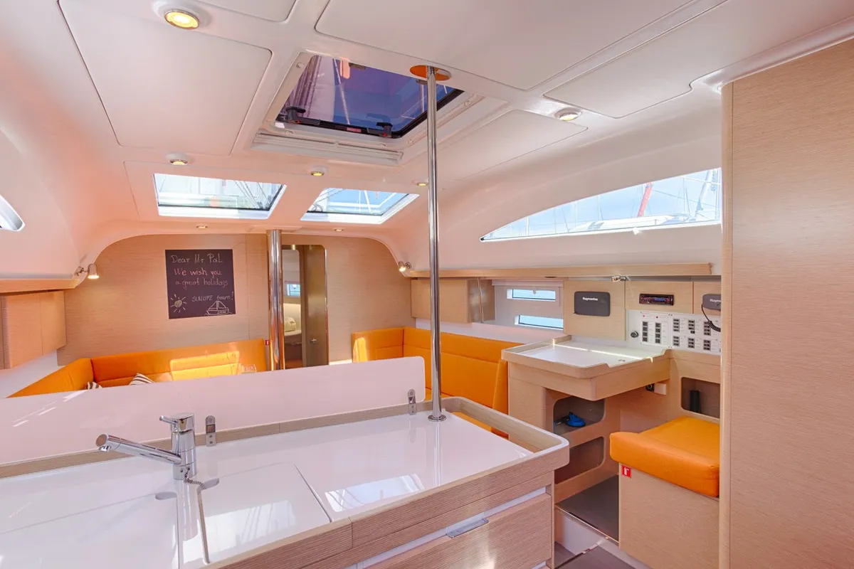 Salon of Lion, a Elan Impression 45 sailboat at Split, Croatia