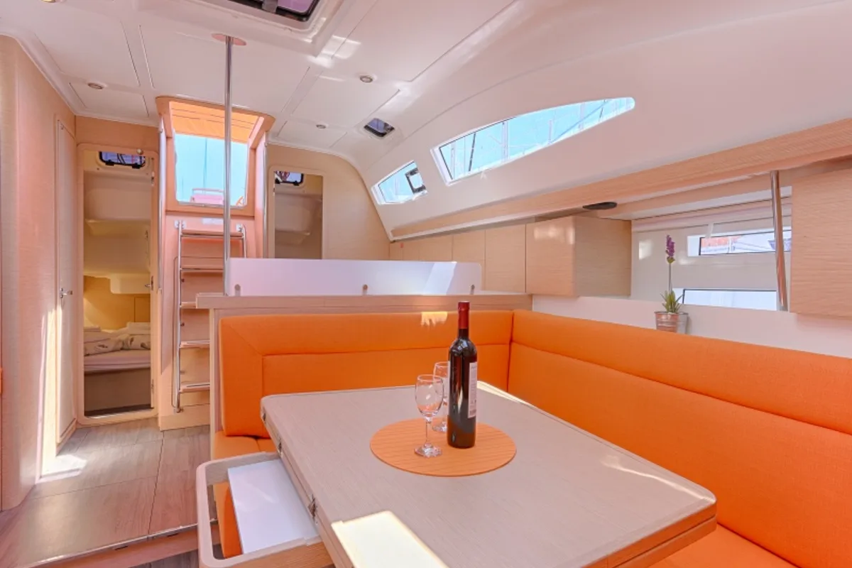 Salon of Lion, a Elan Impression 45 sailboat at Split, Croatia