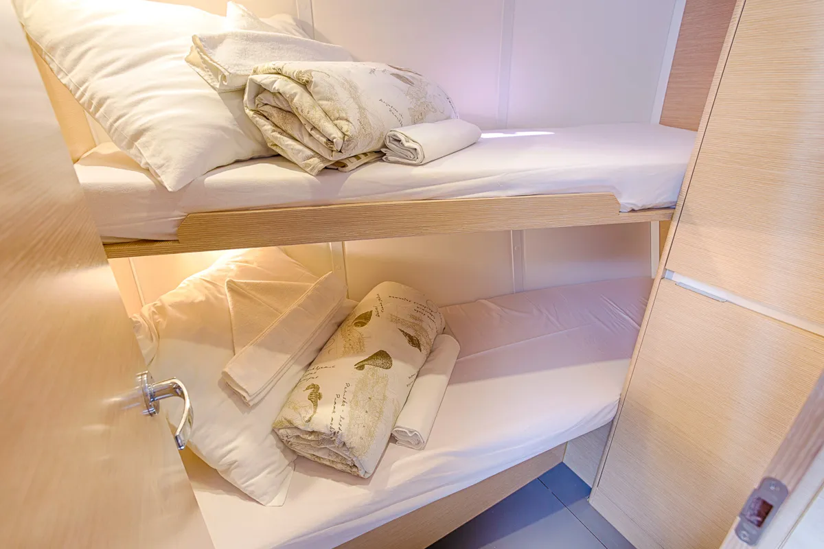 Cabin on Lion, a Elan Impression 45 sailboat at Split, Croatia