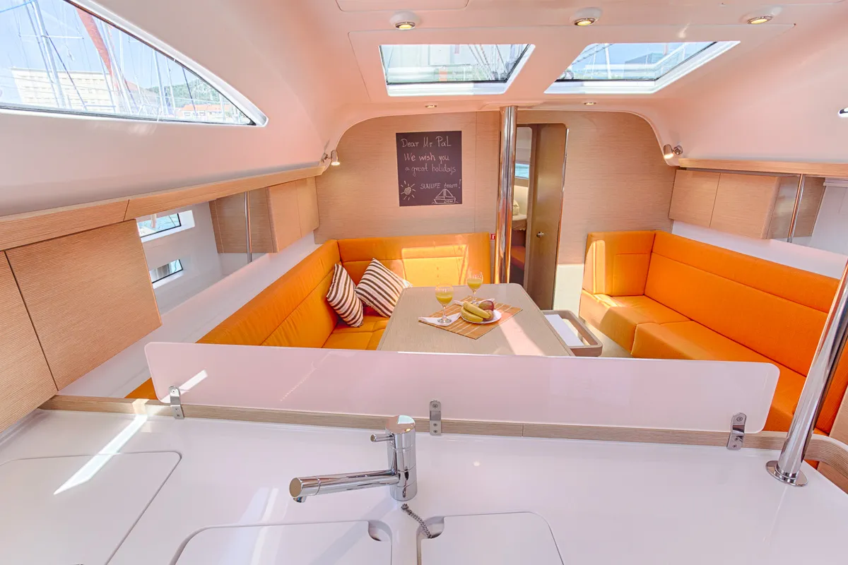 Salon of Lion, a Elan Impression 45 sailboat at Split, Croatia