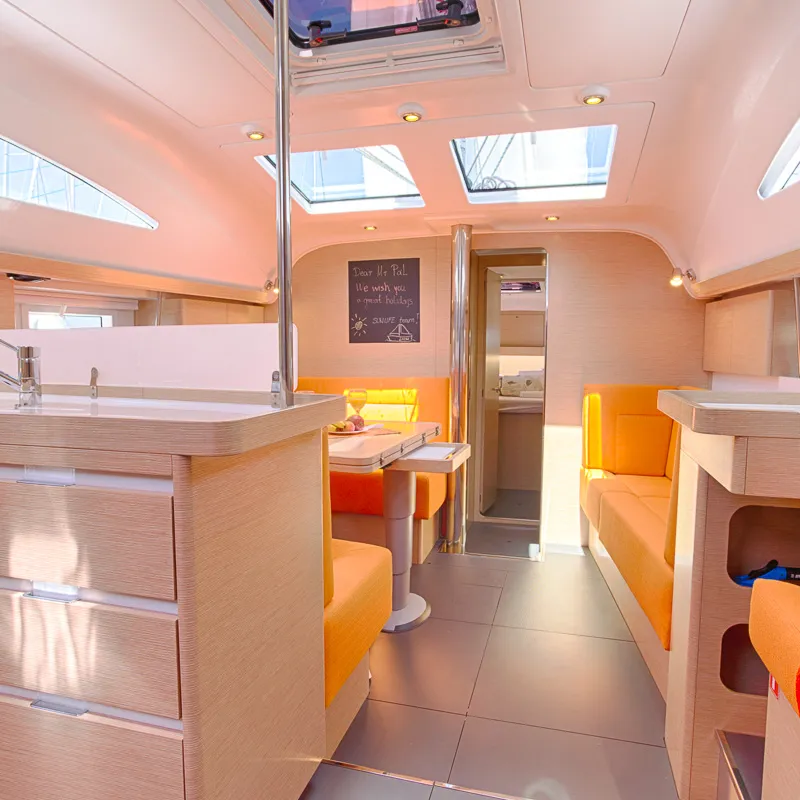 Salon of Lion, a Elan Impression 45 sailboat at Split, Croatia