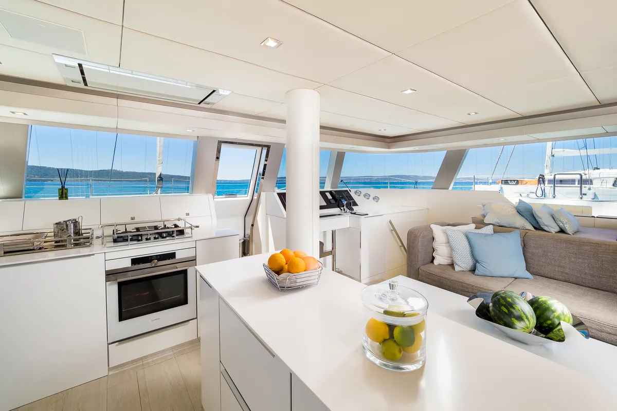 Galley of Solitaire, a Sunreef 50 catamaran at Grad Kaštela, Croatia