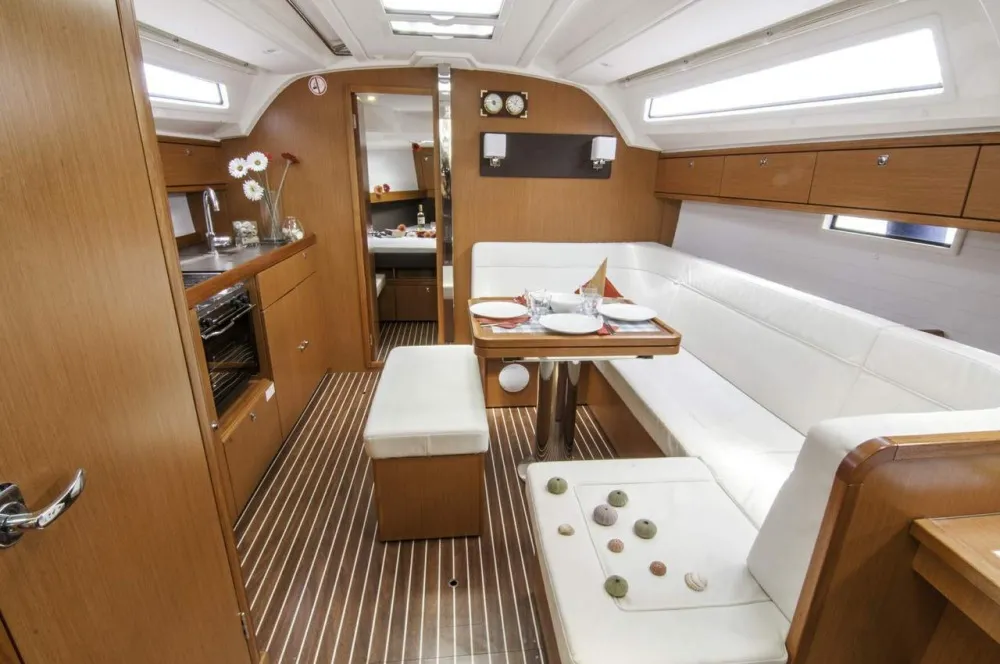 Salon of Hermes, a Bavaria Cruiser 41 sailboat at Thessaloniki, Greece