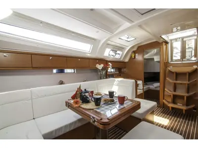 Salon of Hermes, a Bavaria Cruiser 41 sailboat at Thessaloniki, Greece