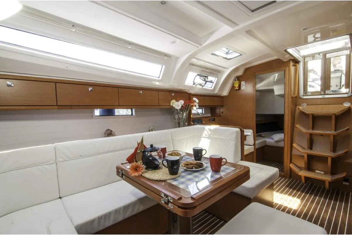 Salon of Hermes, a Bavaria Cruiser 41 sailboat at Thessaloniki, Greece