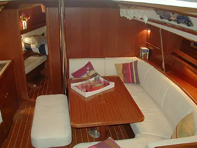 Salon of Erica, a Dufour 385 Grand Large sailboat at Marsala, Italy