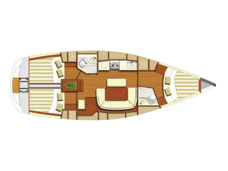 Floor plan of Erica, a Dufour 385 Grand Large sailboat at Marsala, Italy
