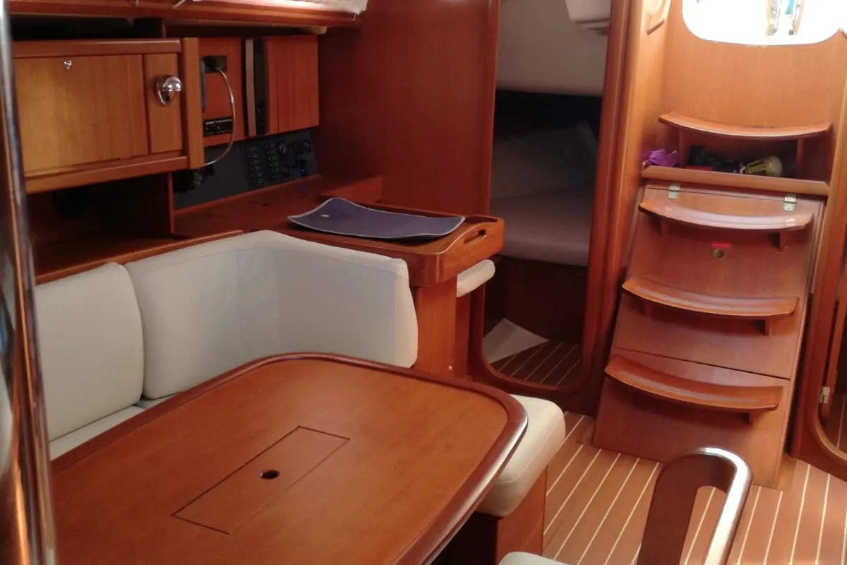 Salon of Erica, a Dufour 385 Grand Large sailboat at Marsala, Italy