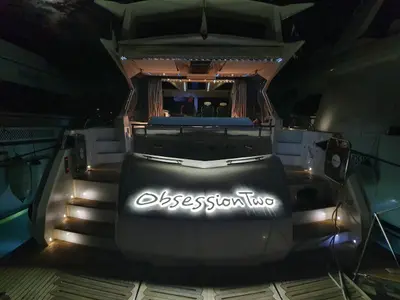 Obession Two, a Galeon 700 Skydeck motor yacht at Novi Vinodolski, Croatia