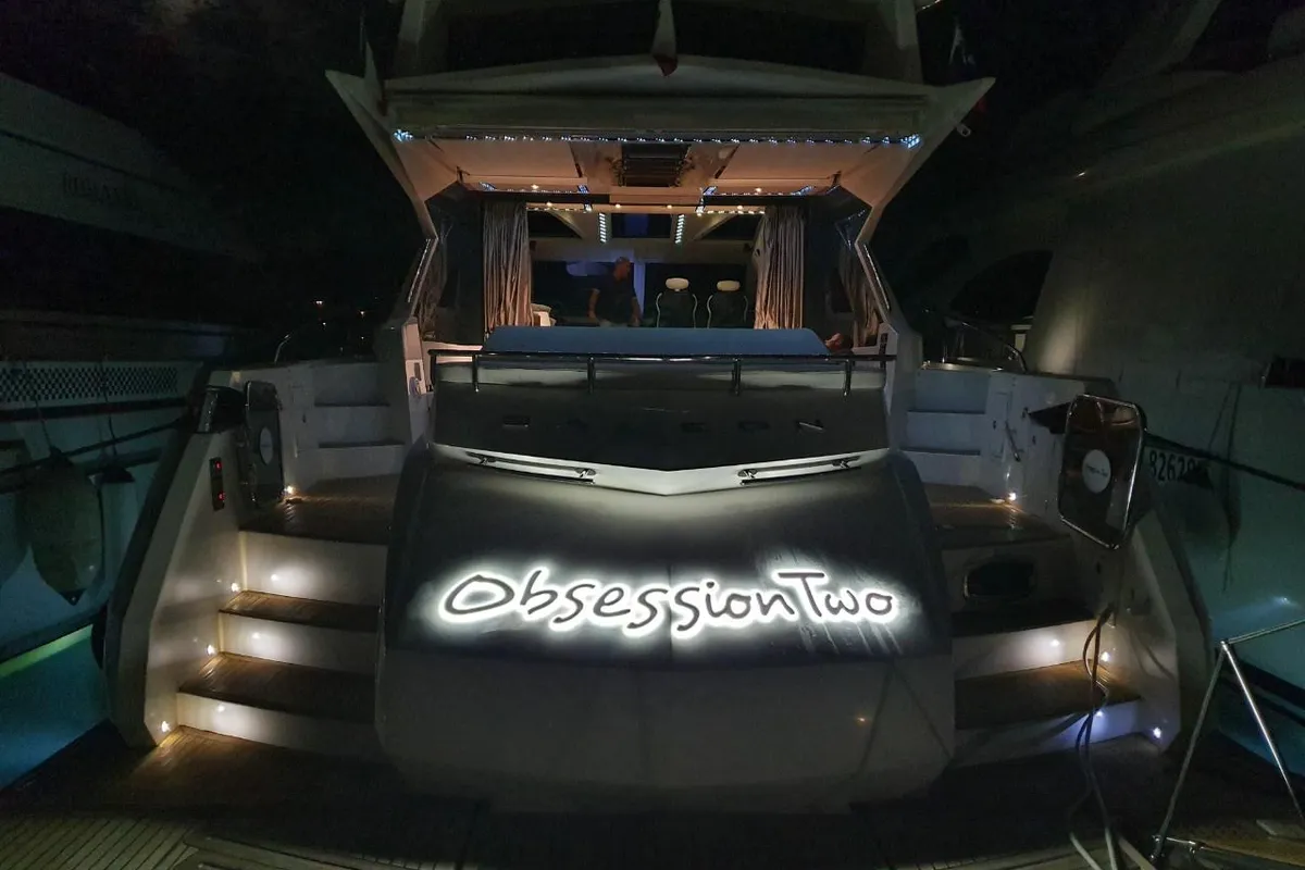 Obession Two, a Galeon 700 Skydeck motor yacht at Novi Vinodolski, Croatia