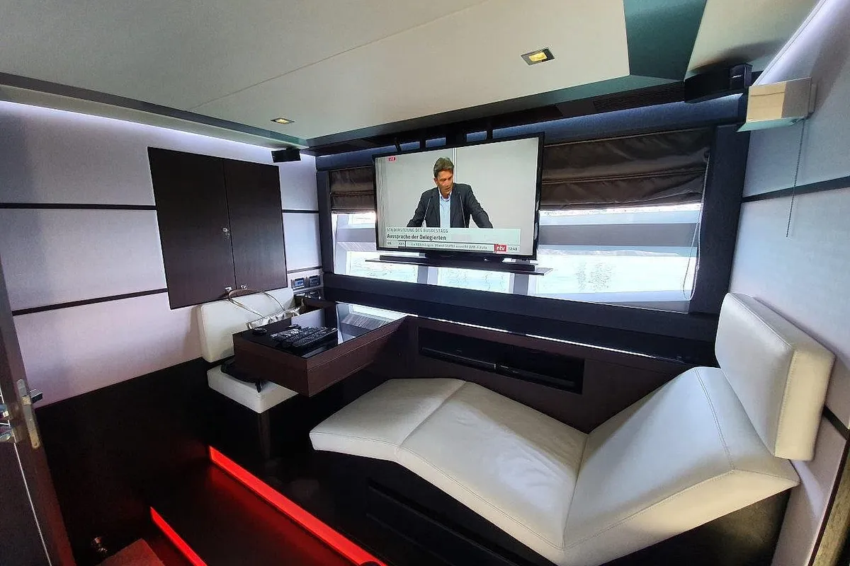 Obession Two, a Galeon 700 Skydeck motor yacht at Novi Vinodolski, Croatia