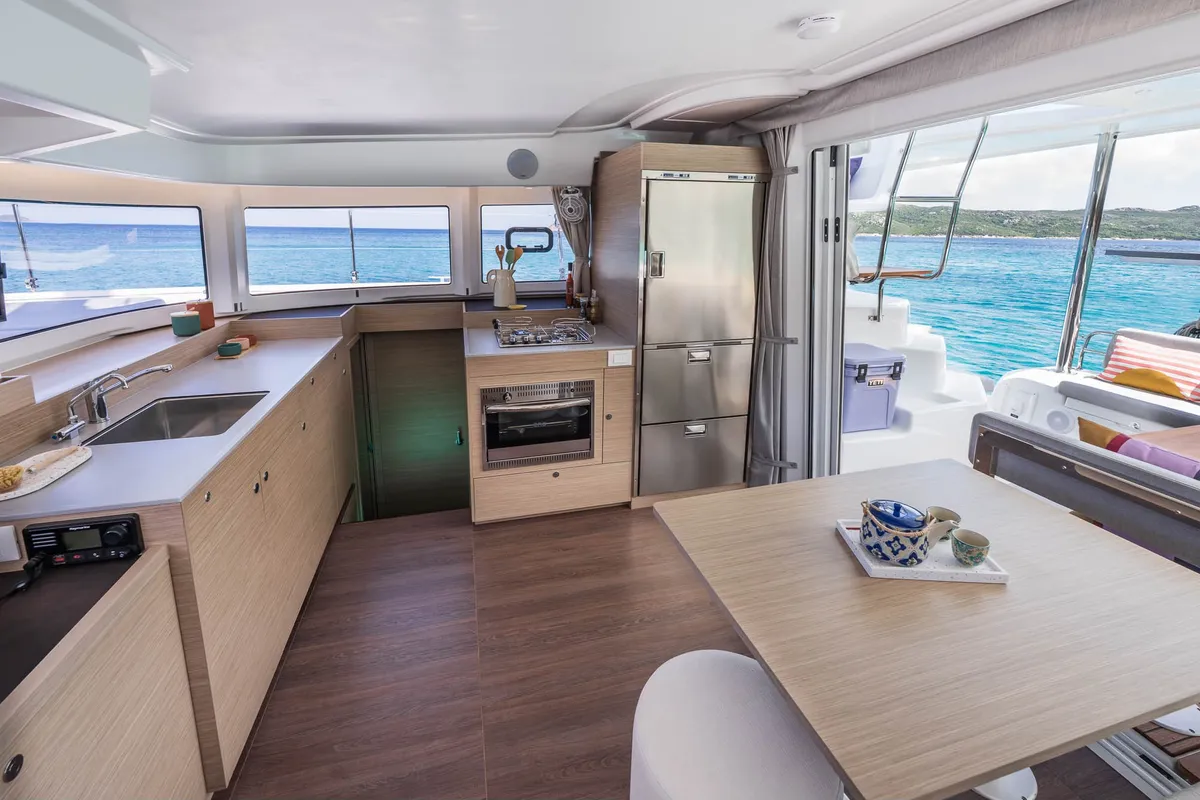 Galley of SIGA-SIGA, a Lagoon 38 catamaran at Municipal Unit of Lefkada, Greece