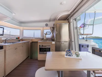 Galley of SIGA-SIGA, a Lagoon 38 catamaran at Municipal Unit of Lefkada, Greece