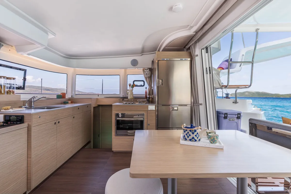 Galley of SIGA-SIGA, a Lagoon 38 catamaran at Municipal Unit of Lefkada, Greece