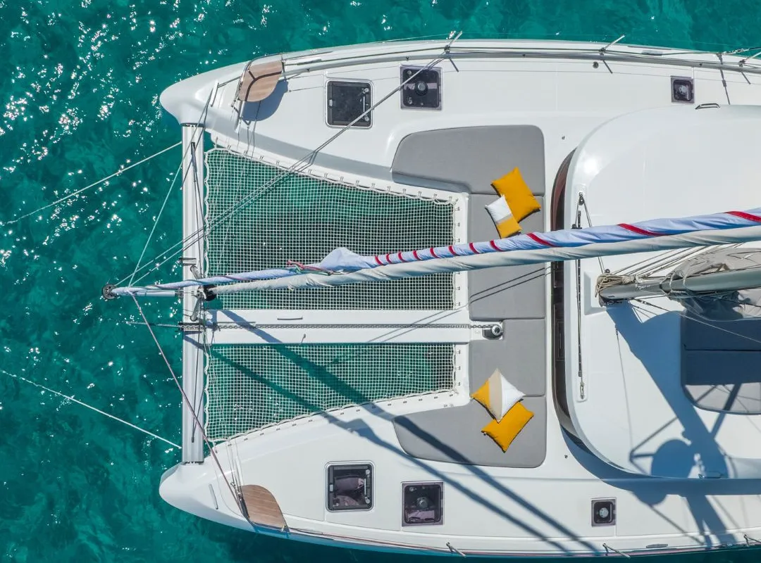 Deck of SIGA-SIGA, a Lagoon 38 catamaran at Municipal Unit of Lefkada, Greece