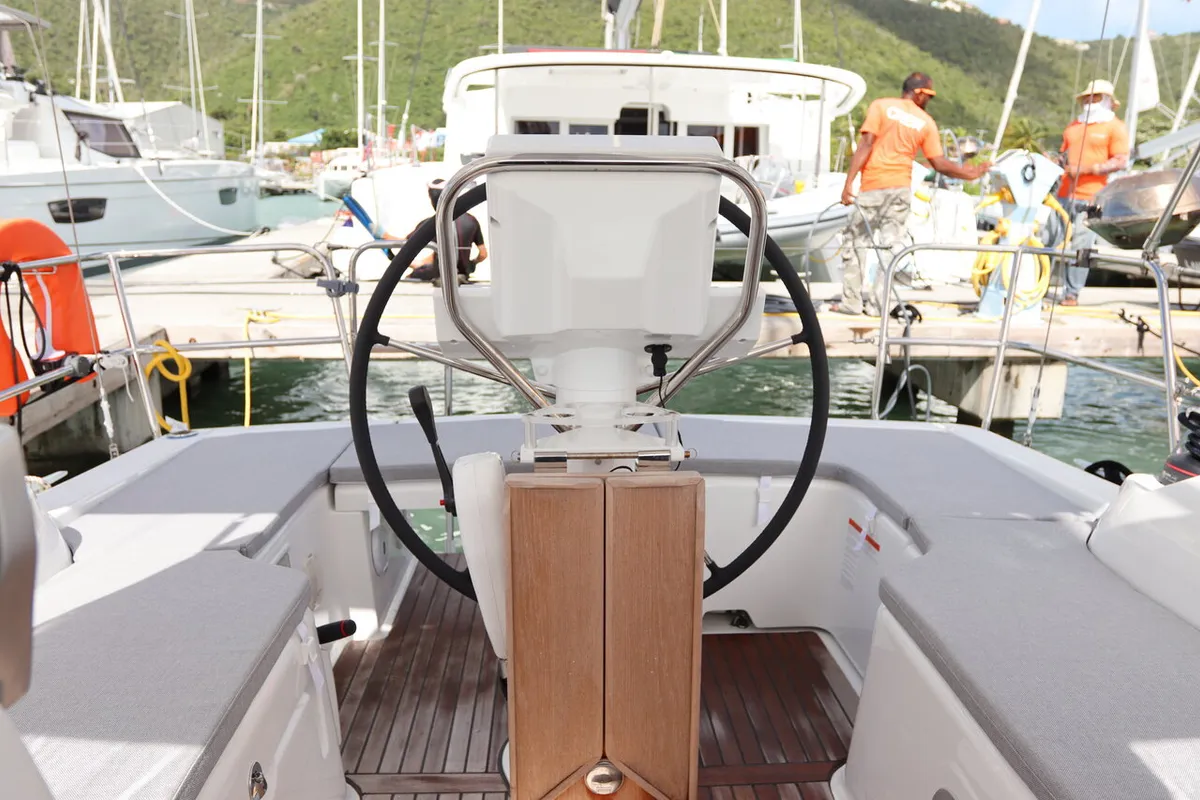 Cockpit of Chilli, a Beneteau Oceanis 31 sailboat at Road Town, British Virgin Islands