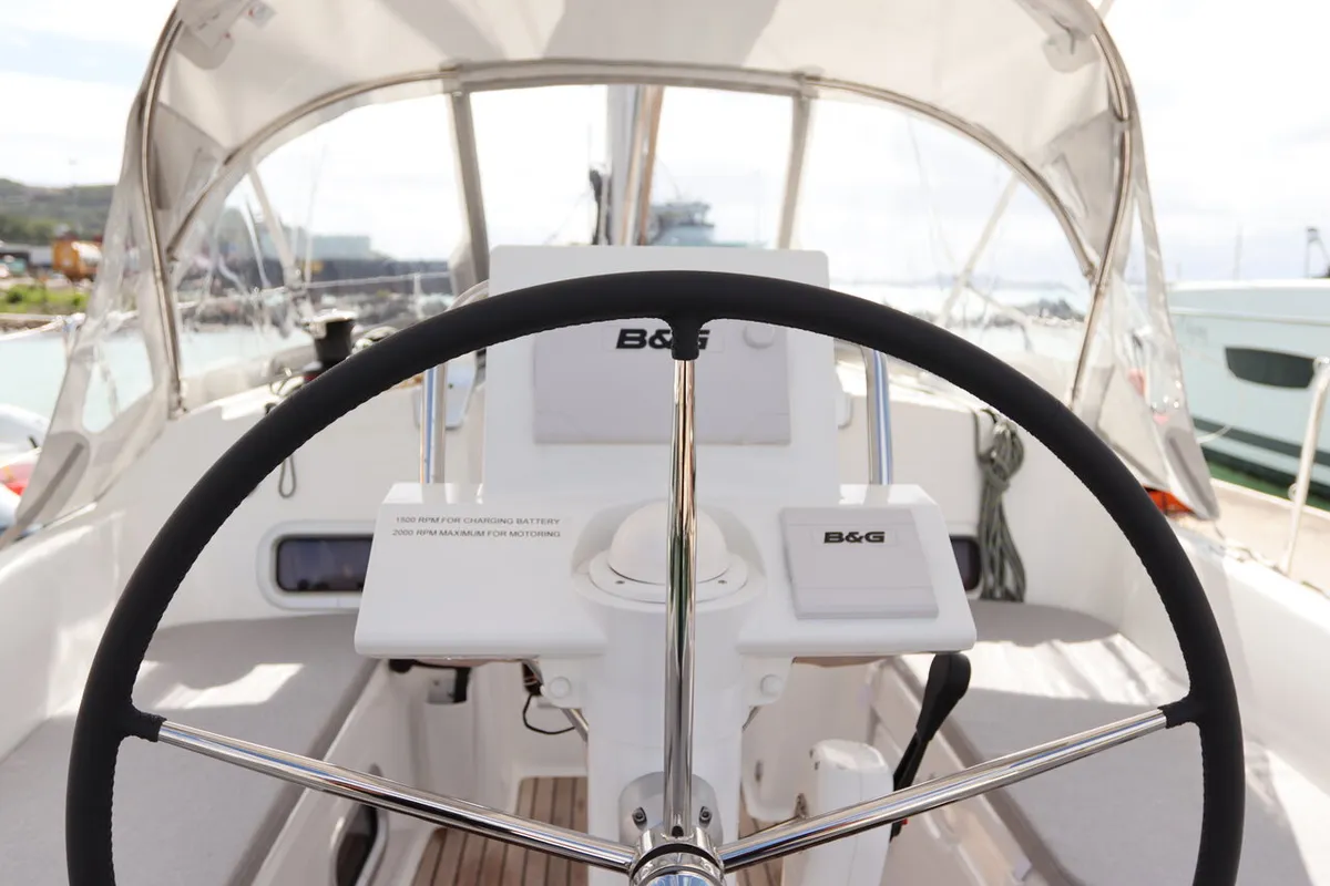 Cockpit of Chilli, a Beneteau Oceanis 31 sailboat at Road Town, British Virgin Islands