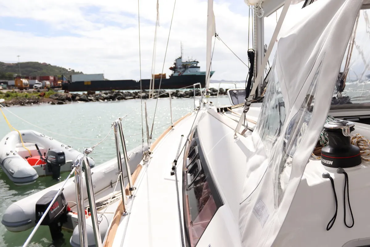 Deck of Chilli, a Beneteau Oceanis 31 sailboat at Road Town, British Virgin Islands