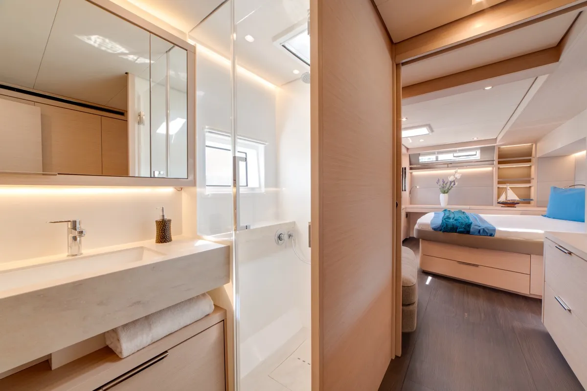Head on Chilli, a Lagoon 55 catamaran at Olbia, Italy