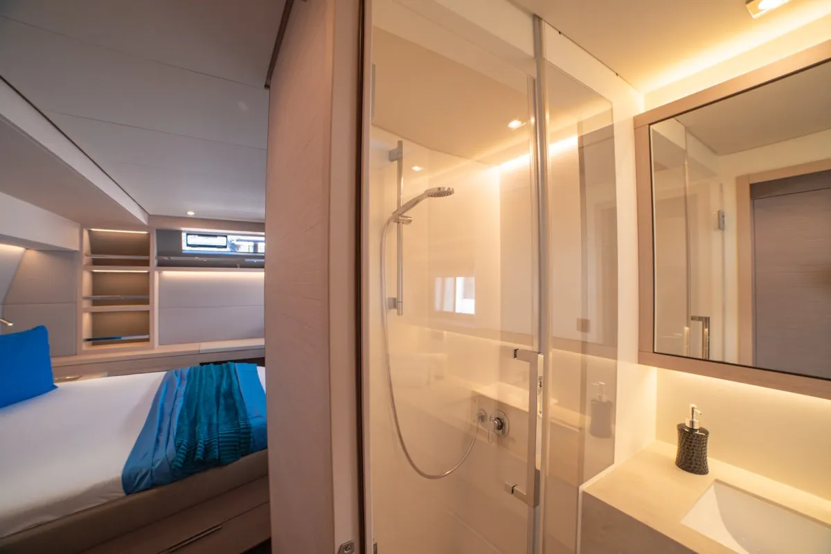 Head on Chilli, a Lagoon 55 catamaran at Olbia, Italy