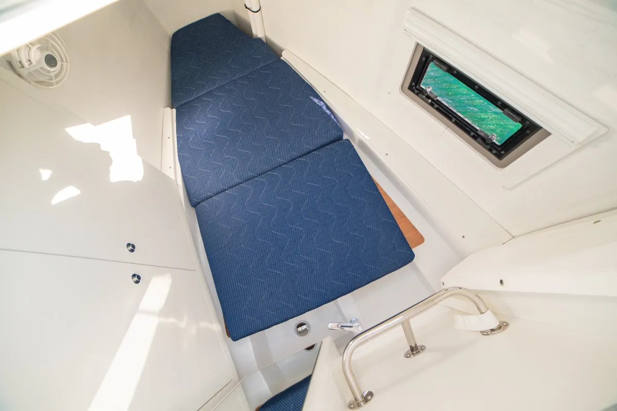 Cabin on Chilli, a Lagoon 55 catamaran at Olbia, Italy