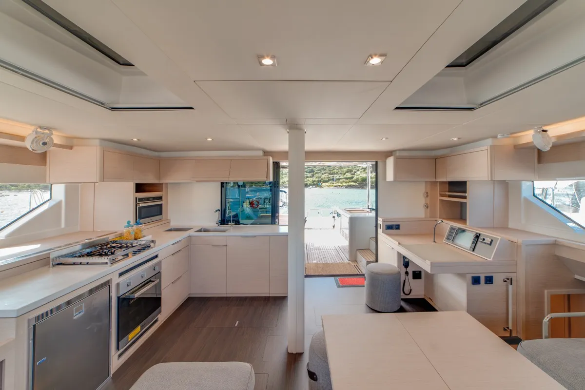 Galley of Chilli, a Lagoon 55 catamaran at Olbia, Italy