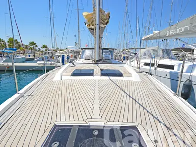 Deck of Kimi, a Hanse 505 sailboat at Kos, Greece