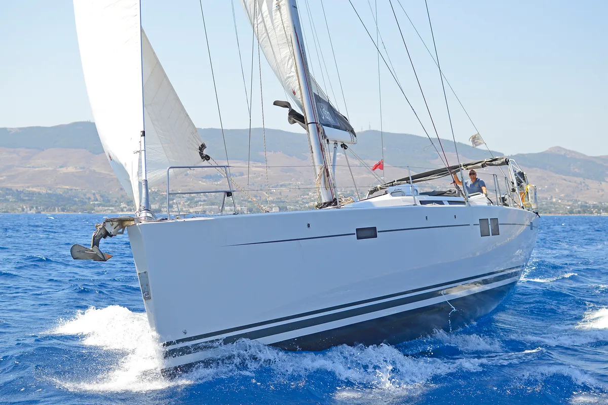 Exterior view of Kimi, a Hanse 505 sailboat at Kos, Greece