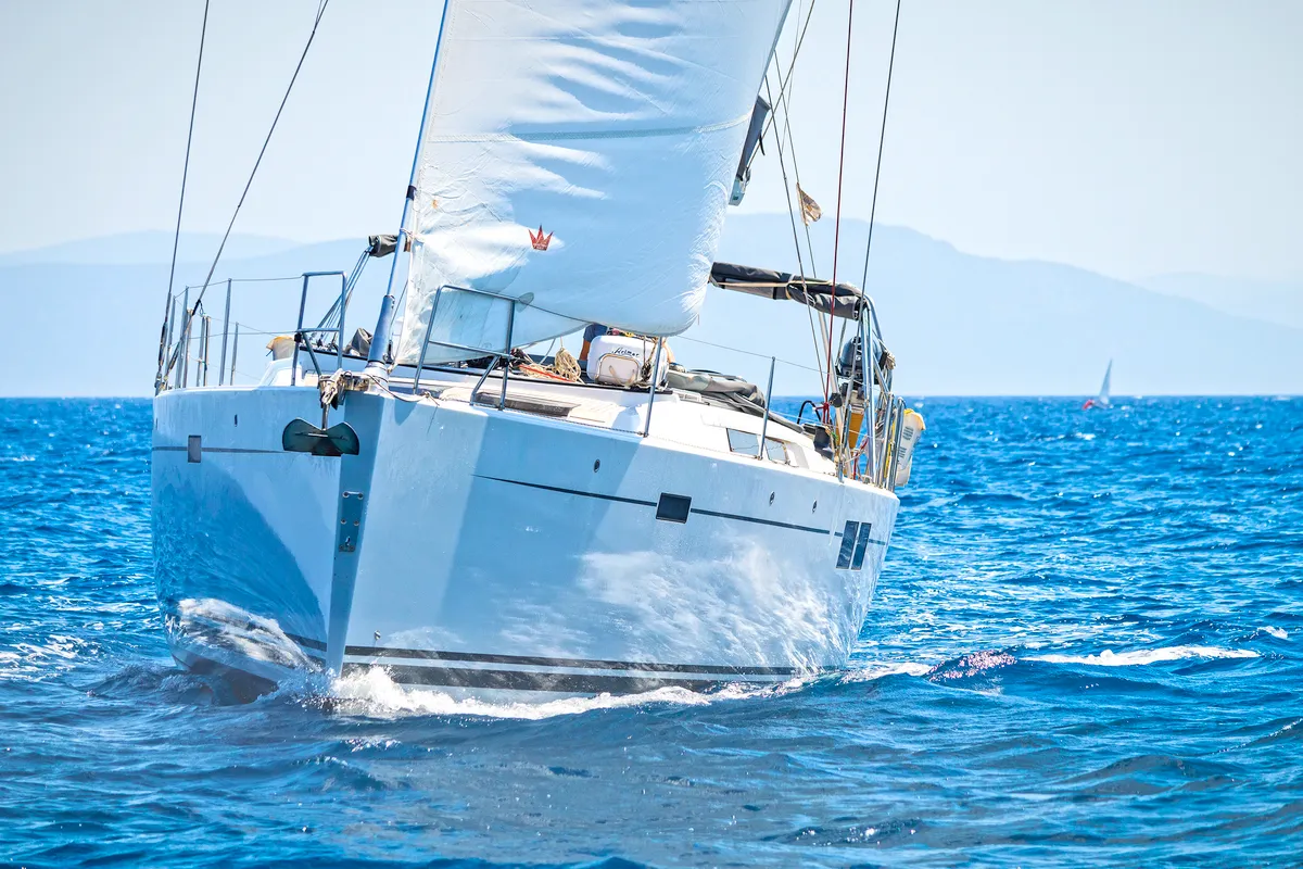 Exterior view of Kimi, a Hanse 505 sailboat at Kos, Greece
