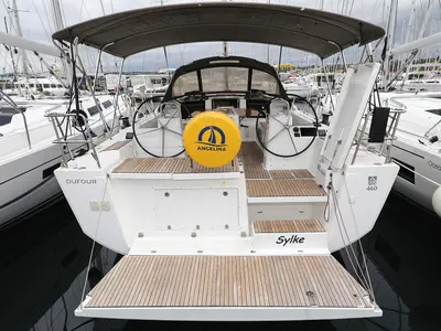 Cockpit of Sylke, a Dufour 460 GL sailboat at Grad Biograd na Moru, Croatia