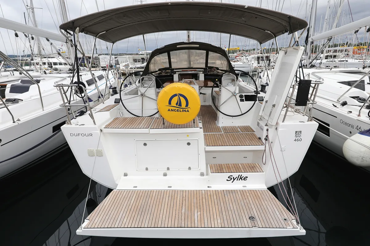 Cockpit of Sylke, a Dufour 460 GL sailboat at Grad Biograd na Moru, Croatia