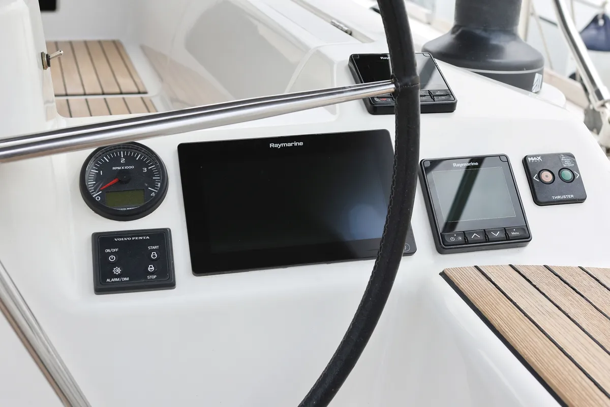 Cockpit of Sylke, a Dufour 460 GL sailboat at Grad Biograd na Moru, Croatia