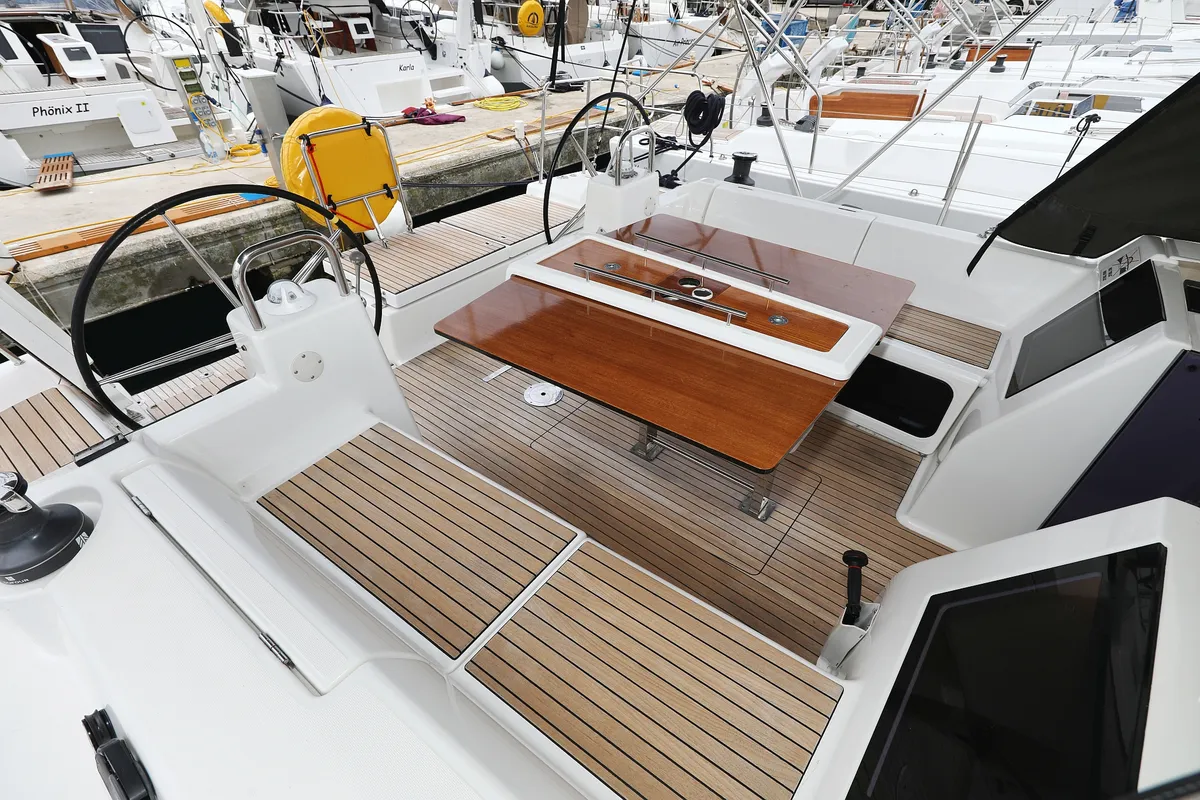 Cockpit of Sylke, a Dufour 460 GL sailboat at Grad Biograd na Moru, Croatia