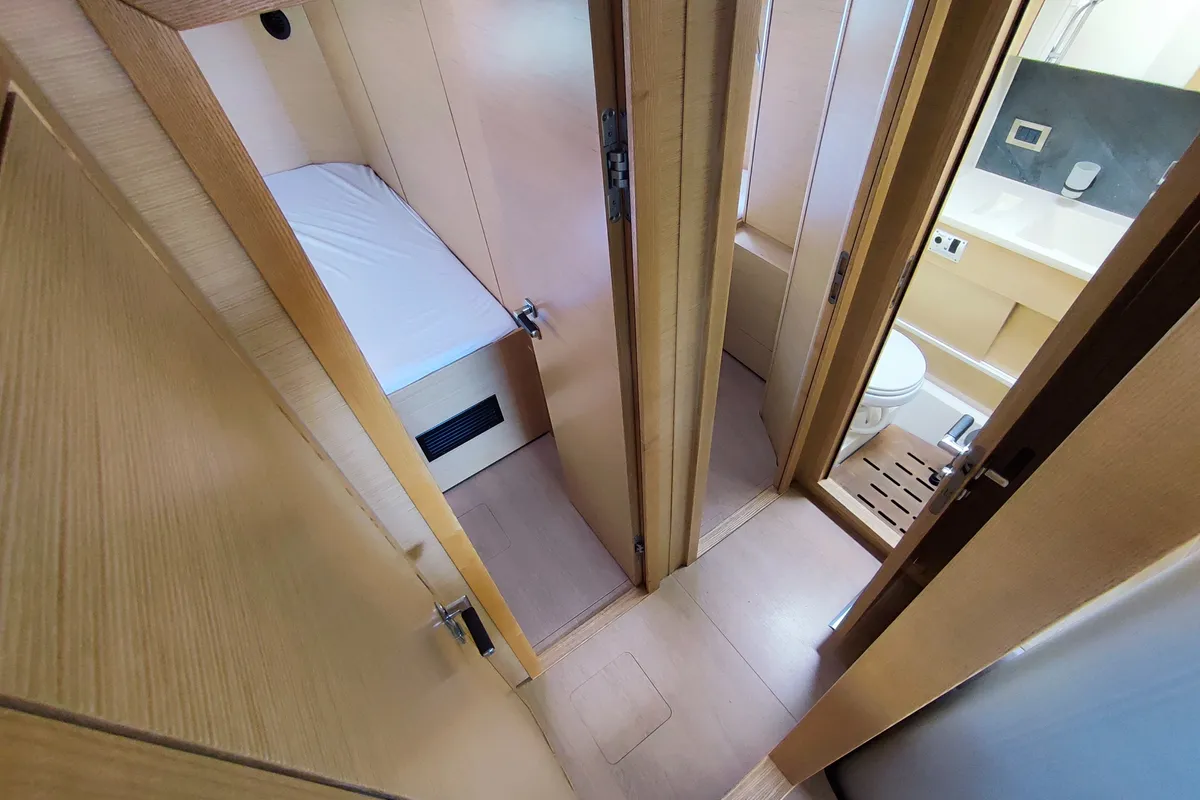 Cabin on Ellora, a Hanse 548 sailboat at Lavrion, Greece