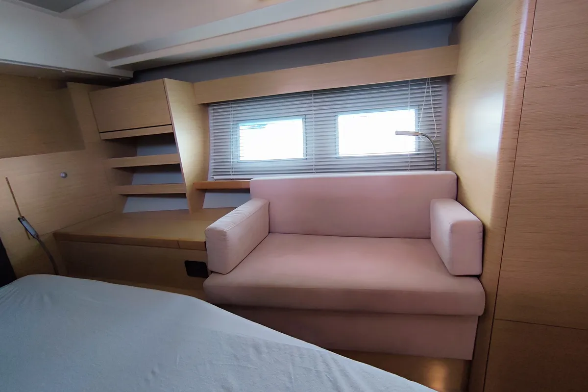 Cabin on Ellora, a Hanse 548 sailboat at Lavrion, Greece