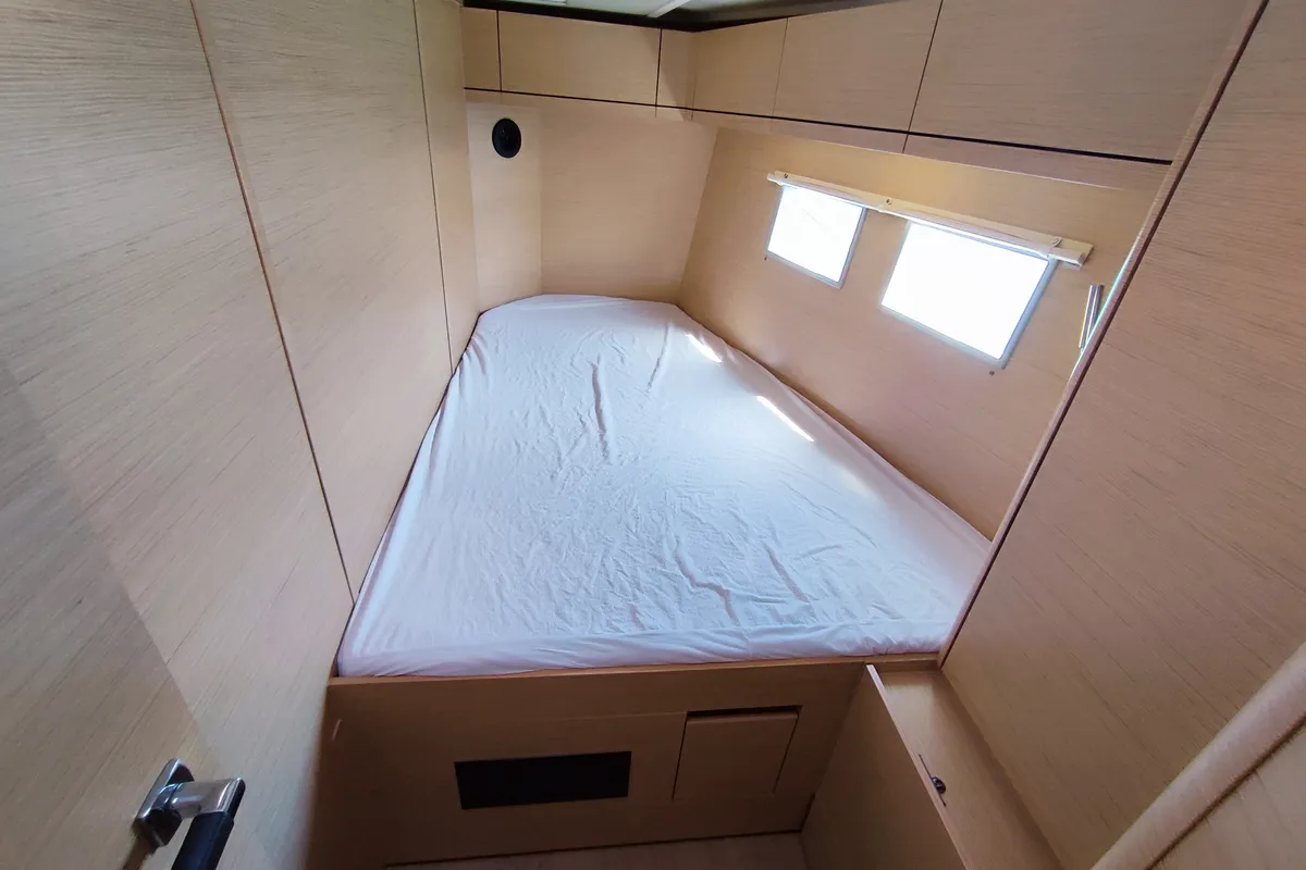 Cabin on Ellora, a Hanse 548 sailboat at Lavrion, Greece