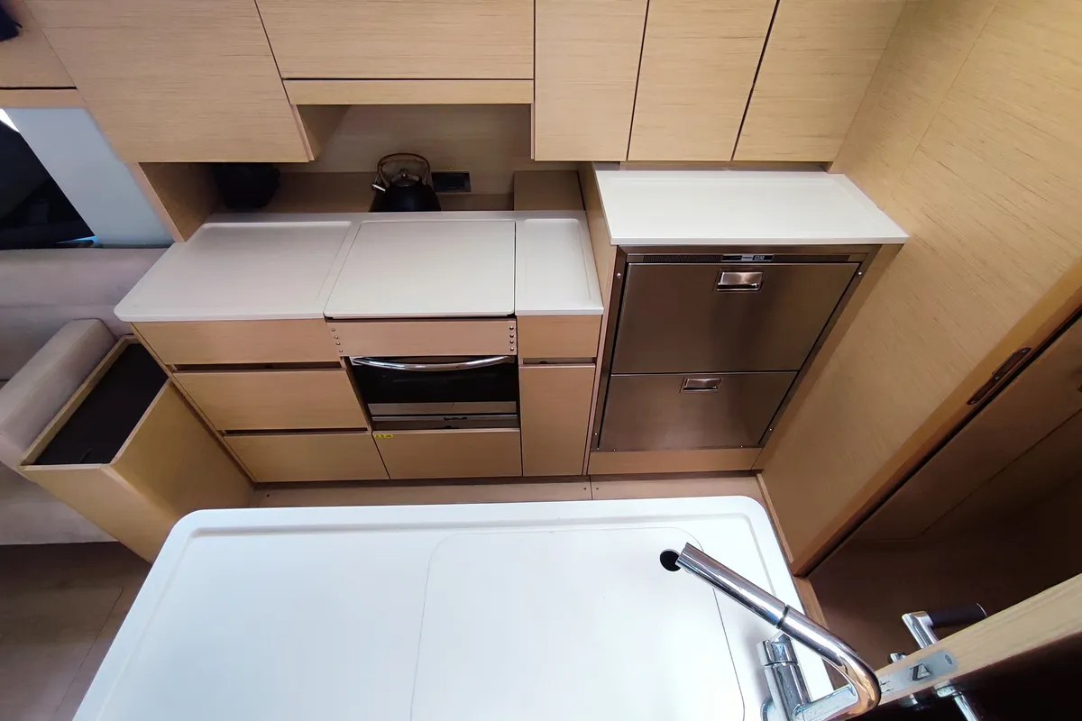Galley of Ellora, a Hanse 548 sailboat at Lavrion, Greece