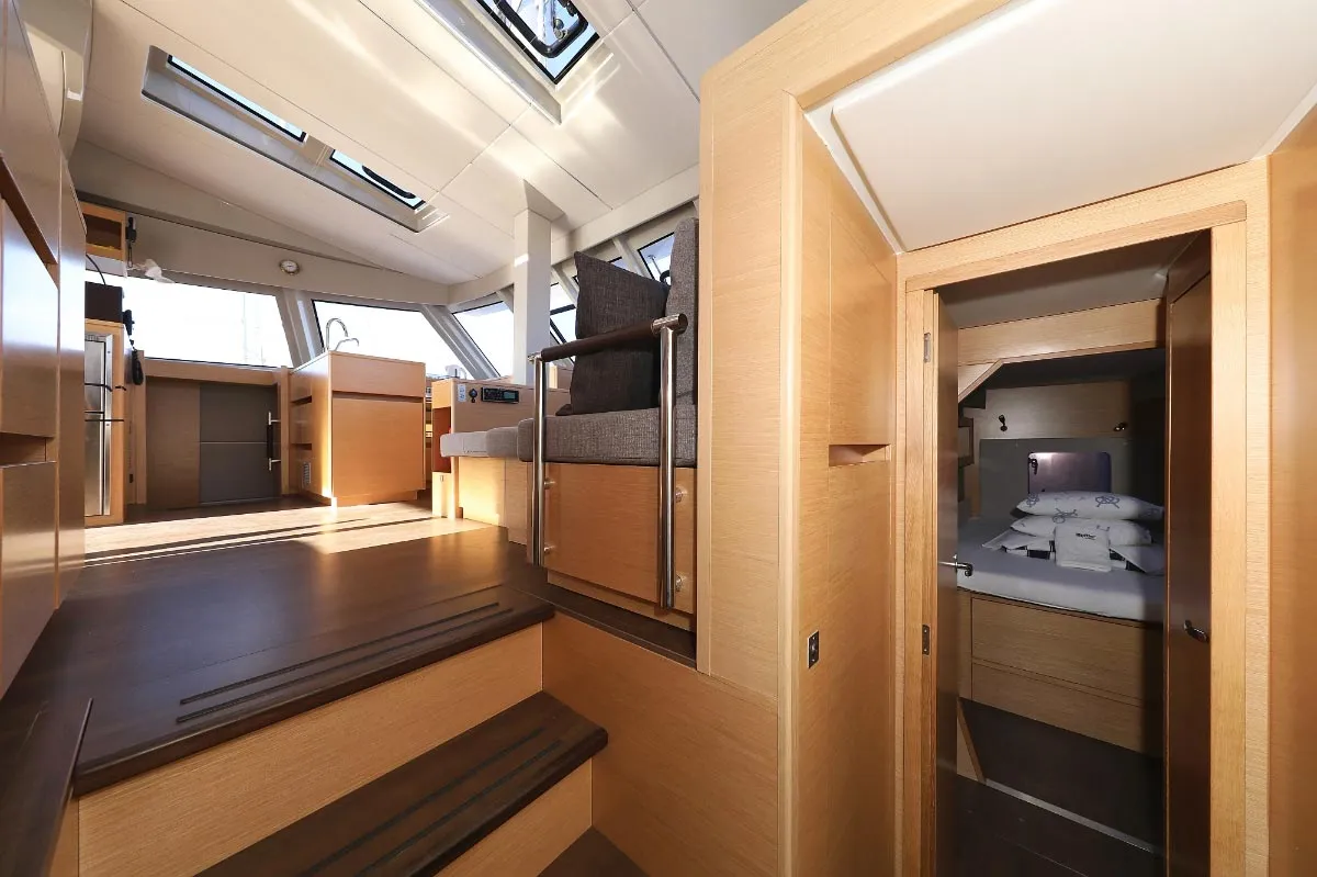 Salon of Alphabeta, a Nautitech 46 Fly catamaran at Grad Pula, Croatia