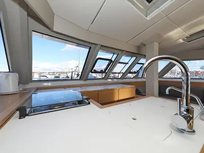 Galley of Alphabeta, a Nautitech 46 Fly catamaran at Grad Pula, Croatia