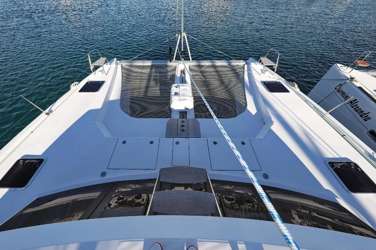 Deck of Alphabeta, a Nautitech 46 Fly catamaran at Grad Pula, Croatia