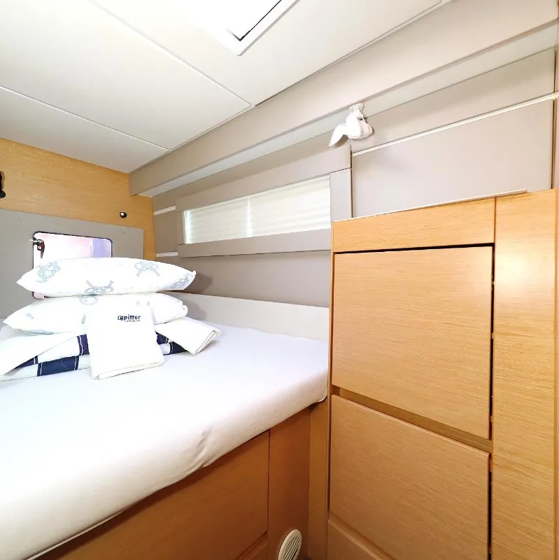 Cabin on Alphabeta, a Nautitech 46 Fly catamaran at Grad Pula, Croatia