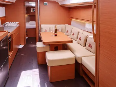Salon of Shibumi, a Dufour 390 Grand Large sailboat at Castellammare di Stabia, Italy
