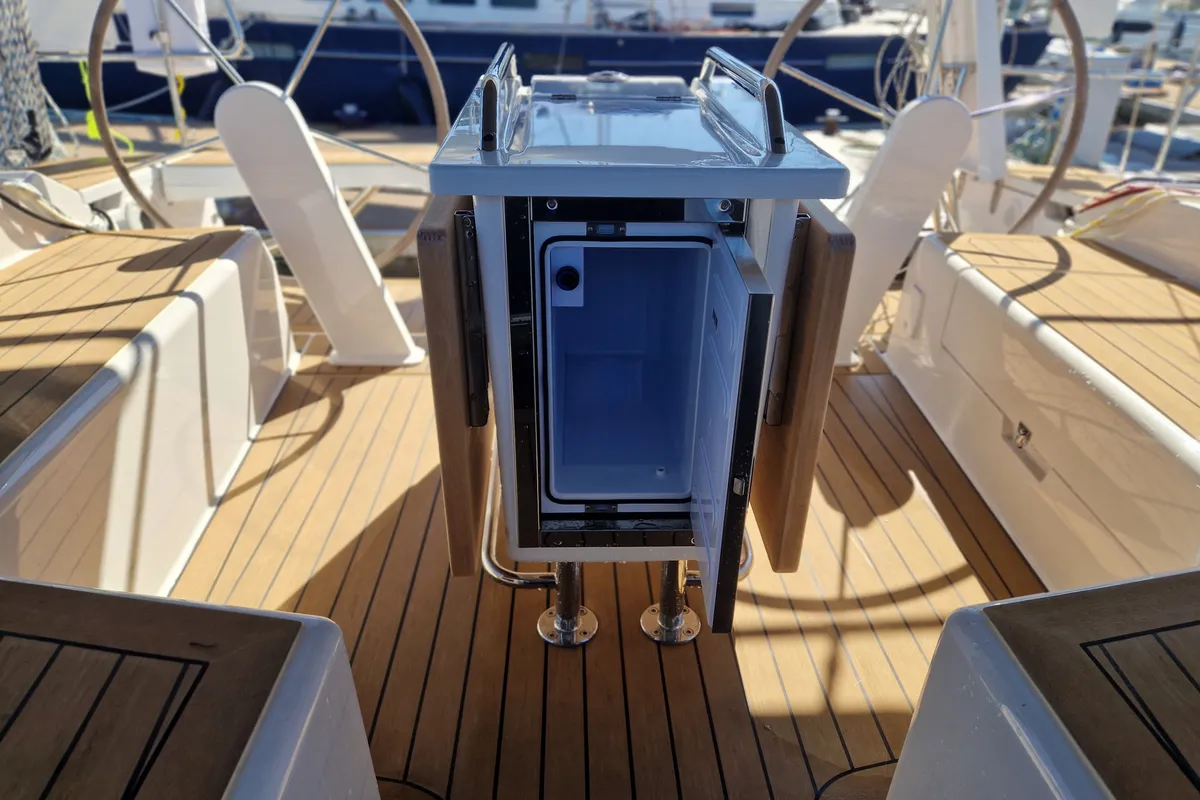 Cockpit of Nuvola, a Hanse 410 sailboat at Dubrovnik, Croatia