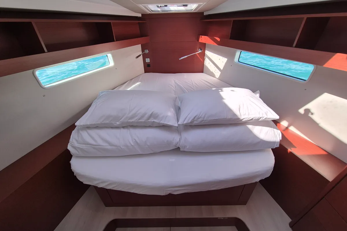 Cabin on Nuvola, a Hanse 410 sailboat at Dubrovnik, Croatia