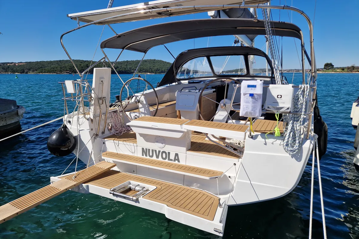 Exterior view of Nuvola, a Hanse 410 sailboat at Dubrovnik, Croatia