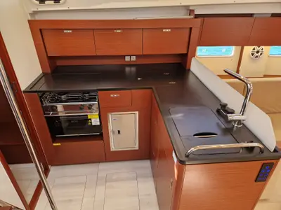 Galley of Nuvola, a Hanse 410 sailboat at Dubrovnik, Croatia